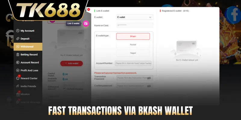 Fast transactions via bKash wallet