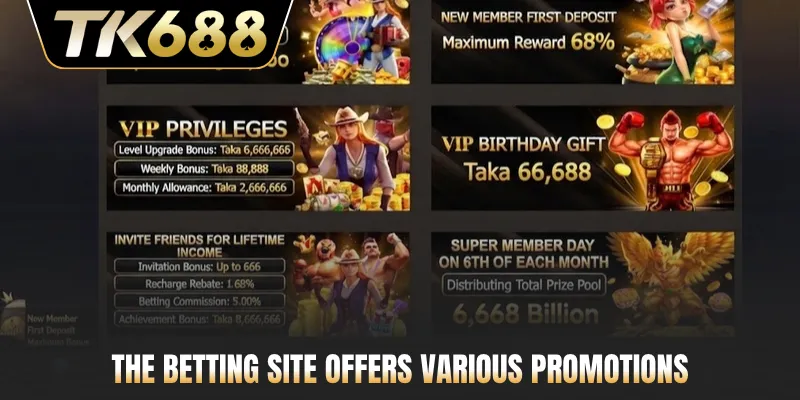 The betting site offers various promotions
