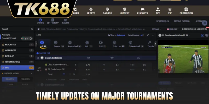 Timely updates on major tournaments